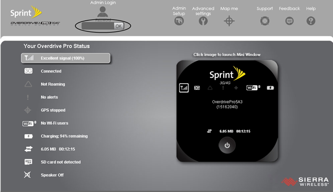 В строке Admin Login вводим пароль