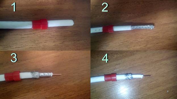 зачистка кабелю для збирання антени 