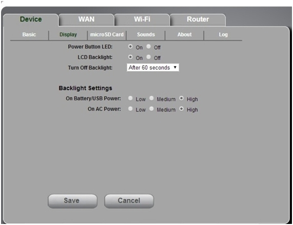 установка интервала для перехода в ждущий режим sierra w801