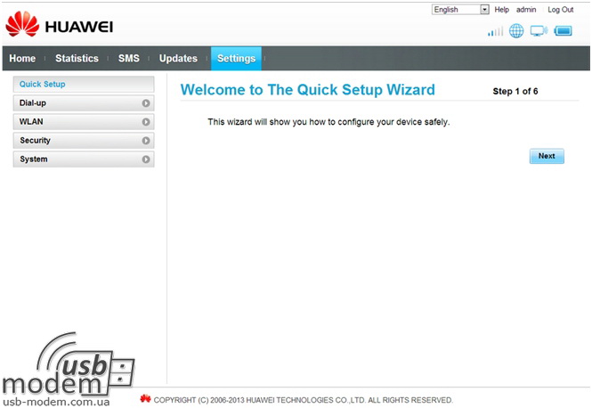 Настройка huawei ec 5321u-1 Мастер быстрой установки
